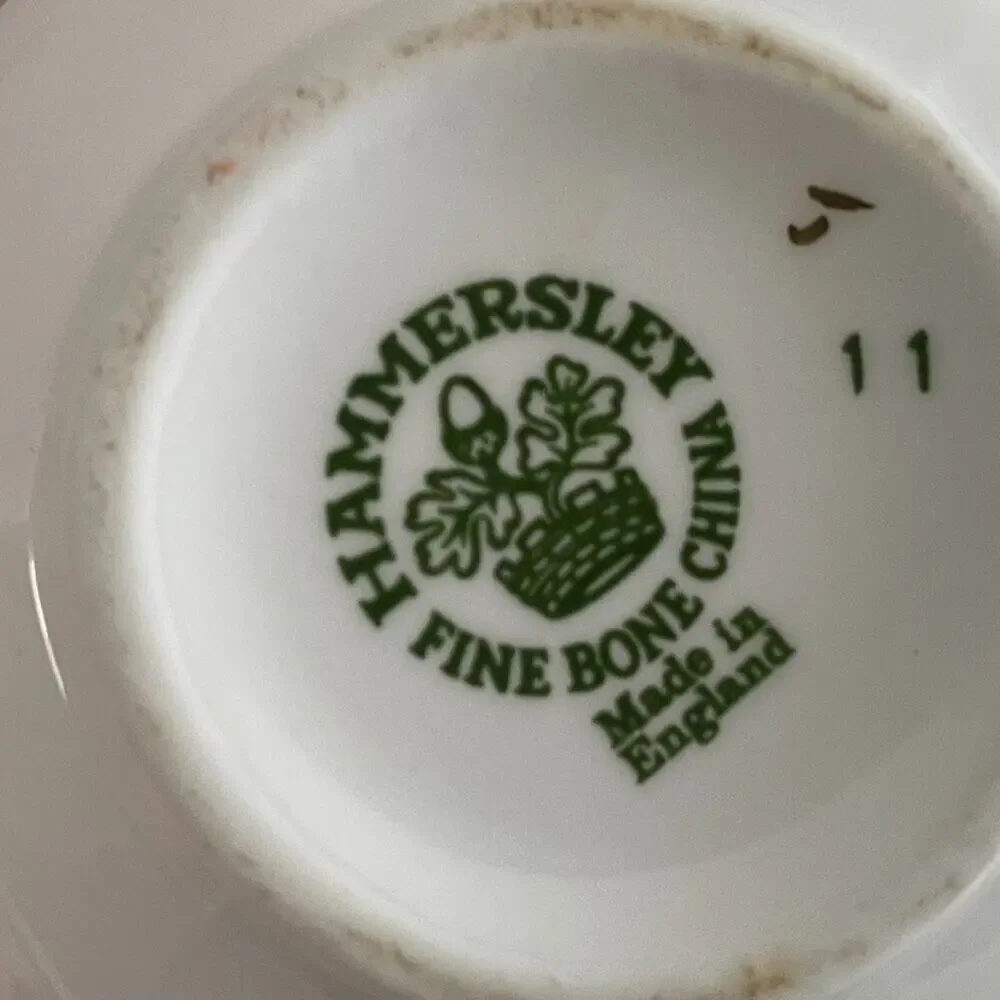 VTG Hammersley, Spode, Fine Bone China Teacup & Saucer, Floral, Pink, Gray